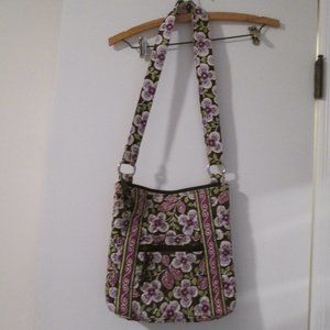 Vera Bradley Purple Plum Petals Hipster Crossbody Handbag Purse Adjustable Strap